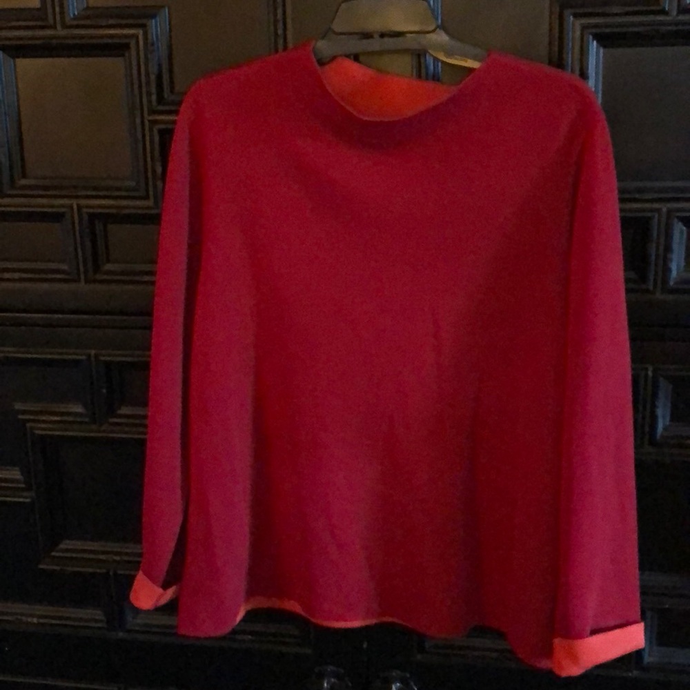 Eileen Fisher knit long sleeve red with orange